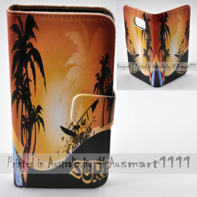 For Samsung Galaxy Note Series Surf Vector Print Wallet Mobile Phone Case Cover
