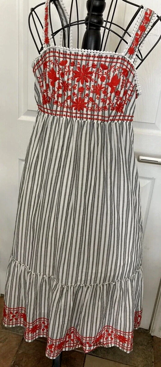 Kate spade stripe cheap embroidered midi dress