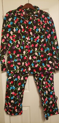 Follow Me Christmas Lights Flannel Pajama Set NWT Size 2X