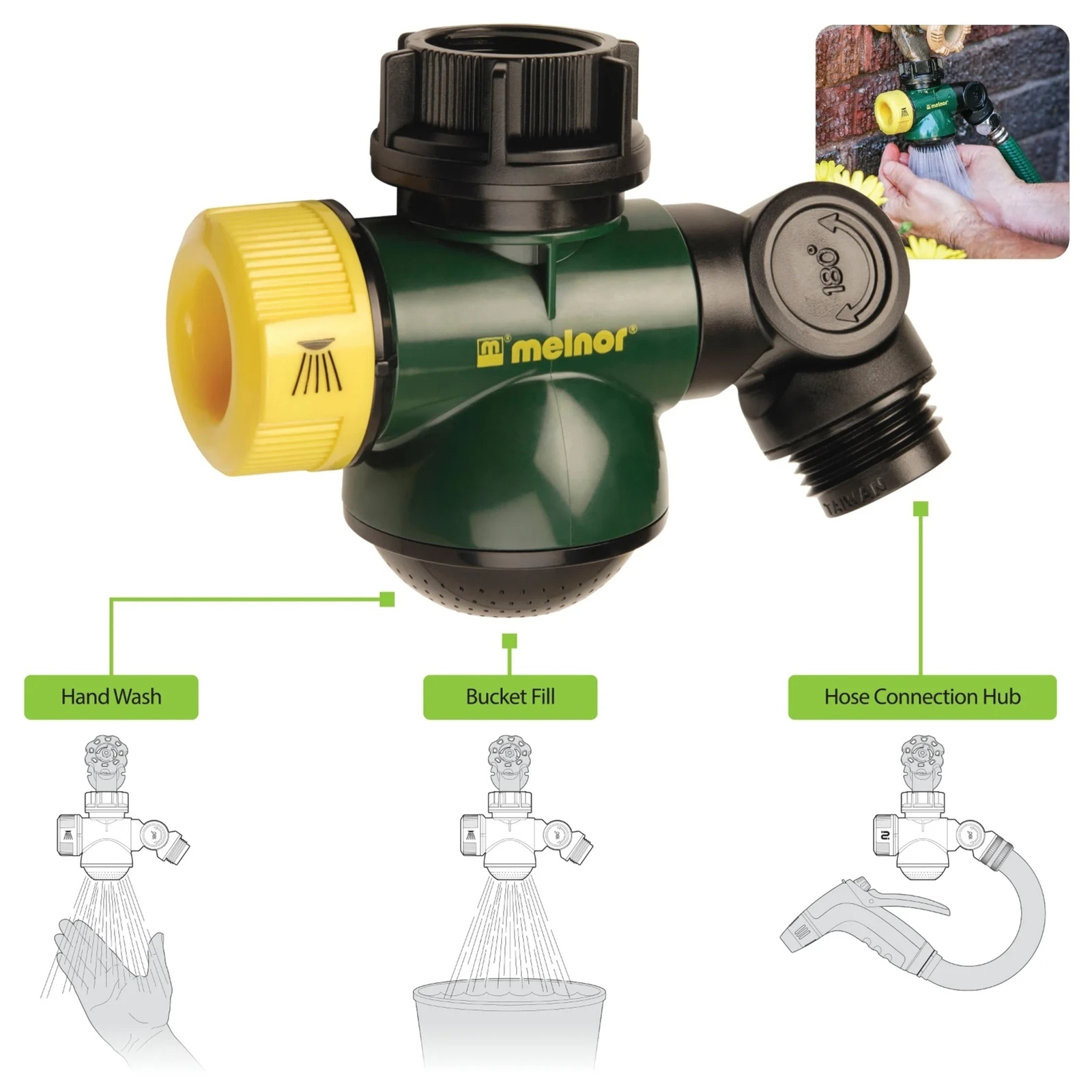 Melnor Outdoor Faucet Extender Mount Wash & Fill Watering Connection