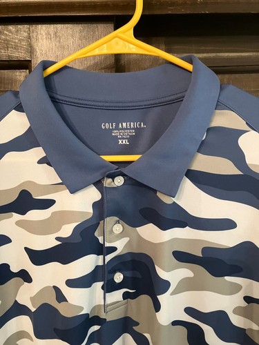 GOLF AMERICA.... Men's Polo..... Navy Blue, Gray, White..... Camo Front XXL - Picture 2 of 4