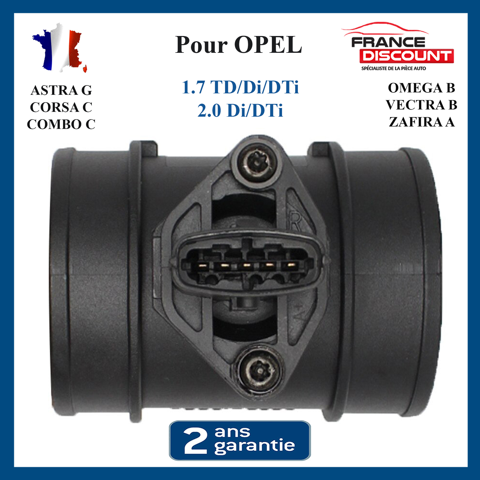 Débiteur de masse d'air pour Astra G et Corsa C - Capteur injection essence et diesel 12V