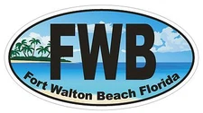 FWB Fort Walton Beach Florida Oval Bumper Sticker or Helmet Sticker D1125