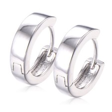 Great New White Gold Plated 15 4mm Smooth  Shiny Round Huggie Hoop Earrings