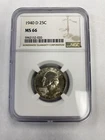 1940-D Washington Quarter NGC MS66 Nice Eye Appeal Strong Strike Crusty Original