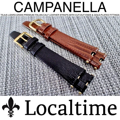 LOCALTIME Cinturino orologio CAMPANELLA Premium italiano Tejus pelle di vitello grana lucertola estremità tagliate