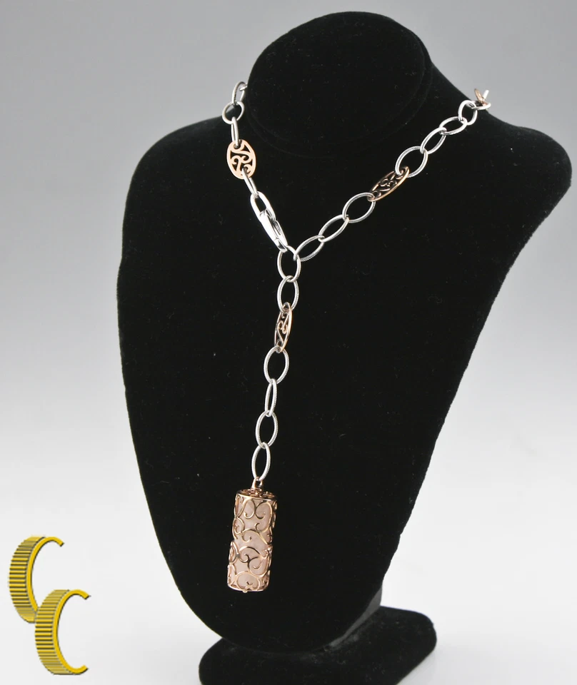 Collar Colgante Coral en Jaula Oro Rosa Blanco 14k   Foto 3 de 4