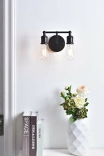 APLIQUE DE PARED NEGRO INDUSTRIAL GRANJA COMEDOR COCINA BAÑO LUZ 8.7"