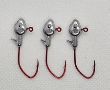 100 pcs - 1/16 oz Minnow Head Unpainted Jig #2 Red Sickle Hook MADE IN USA