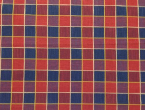 PLAID RED BLUE #48497 WOVEN JACQUARD DESIGNER FURNITURE FABRIC BY THE YARD 58"W - Picture 1 of 5