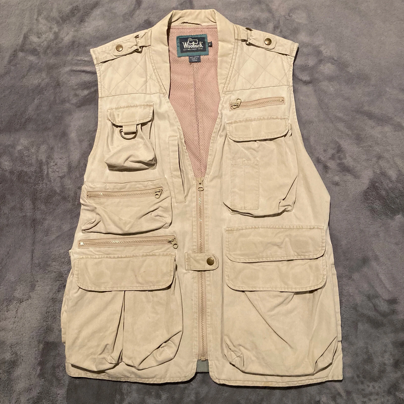 Vtg Woolrich 584 Hunting Fishing Photographer Vest Khaki Size M Khaki Medium