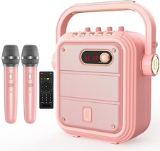 JYX Karaoke Machine with 2 Microphones Portable Bluetooth Speaker COLOUR PINK