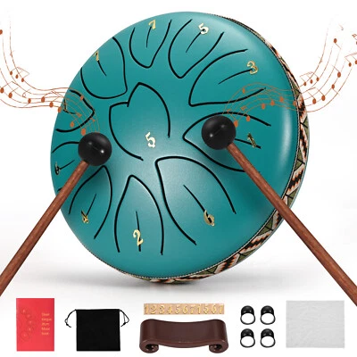 COULEEUR Tongue Drum 11 Noten 6 Zoll Zungentrommel Scheibentrommel Steel Pan Töne Sch