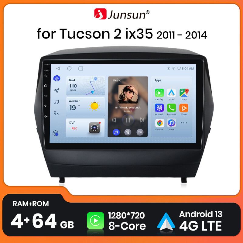 Radio estéreo para automóvil 4+64G para Hyundai ix35 Tucson 09-15 Apple Carplay Android13 GPS