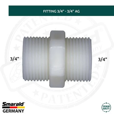 SMARALD® Schraub Verbinder Schlauch Fitting 3/4" - 3/4" AG Doppelnippel Umkehrosmose