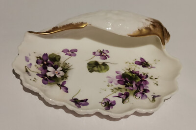 Hammersley & Co Longton St VICTORIAN VIOLETS ENGLISH BONE CHINA MUSCHELFORM SCHALE