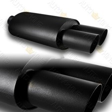 3 Dual Slant Tip Dtm 2.5 Inlet Black Stainless Steel Exhaust Muffler Universal 3 Dual Slant Tip Dtm 2.5 Inlet Black Stainless Steel Exhaust Muffler Universal