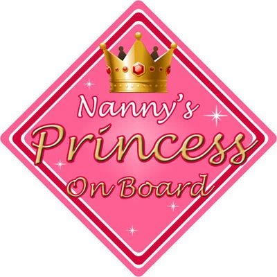 CAR SIGNS DIRECT Baby an Bord Autoschild ~ Nannys Prinzessin an Bord ~ rosa