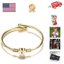Gold Bracelets for Girls-A to Z Stainless Steel Heart Initial Girl Jewellery,...