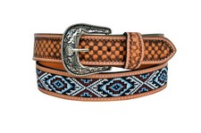 Affilare Western Beaded Leather Belt Tooled Belt For Men and Women Rodeo Style