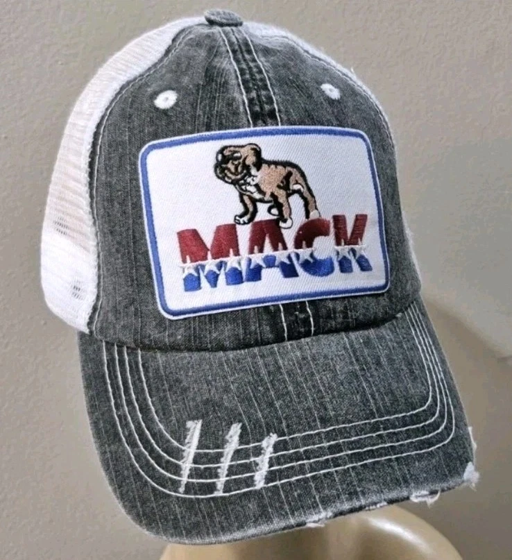 Mack Trucks Distressed Trucker Hat Low Profile Unstructured Washed Style B &W
