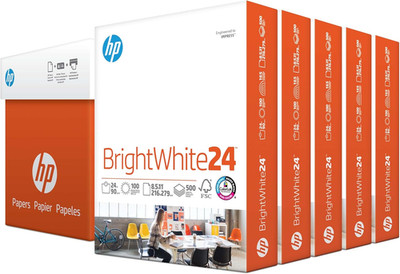 HP Paper Printer Paper 8.5X11 Office 20 Lb 5 Ream Case 2500 Sheets 92 Bright Mad