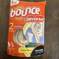 Bounce Dryer Bar 2 Month Outdoor Fresh Scent Fabric Softener NOS  1 dryer Bar