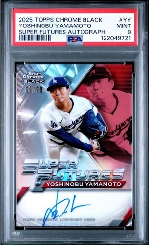 Yoshinobu Yamamoto #FSA-YY 2025 Topps Chrome Black Super Futures Autograph card