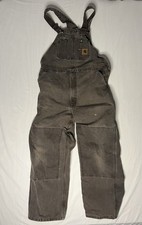 VTG Carhartt Double Knee Bib Overalls Men  s Size 42x32 Brown Canvas Carpenter