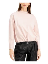 ALFANI Womens Pink Mock Neck Bunge--hem Long Sleeve Top Size: L