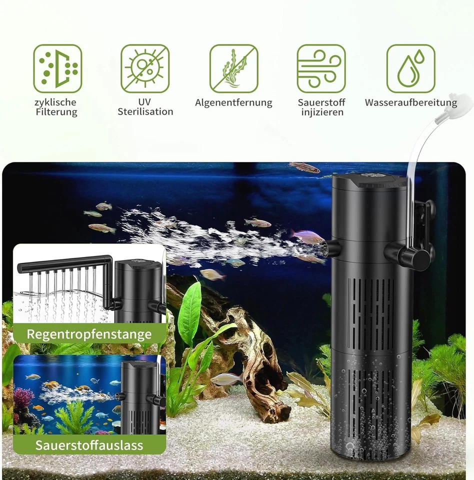 5-in-1 Aquarium Innenfilter mit UV lamp Aquarium Filterpumpe Einstellbarer Pumpe - Bild 4 von 4