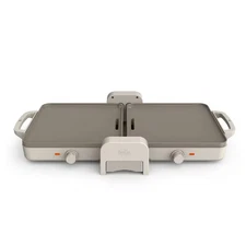 bella Housewares 10"x20" Griddle Oatmilk Fold Store Dual 1200W Hot Plate