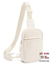 Small Sling Bag for Women and Men, Crossbody Bags Trendy Fanny Packs A02 Ivory