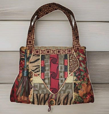 Vintage Handmade Bohemian Patchwork Purse Handbag w/Tassel Signed Tess  Ornas EUC
