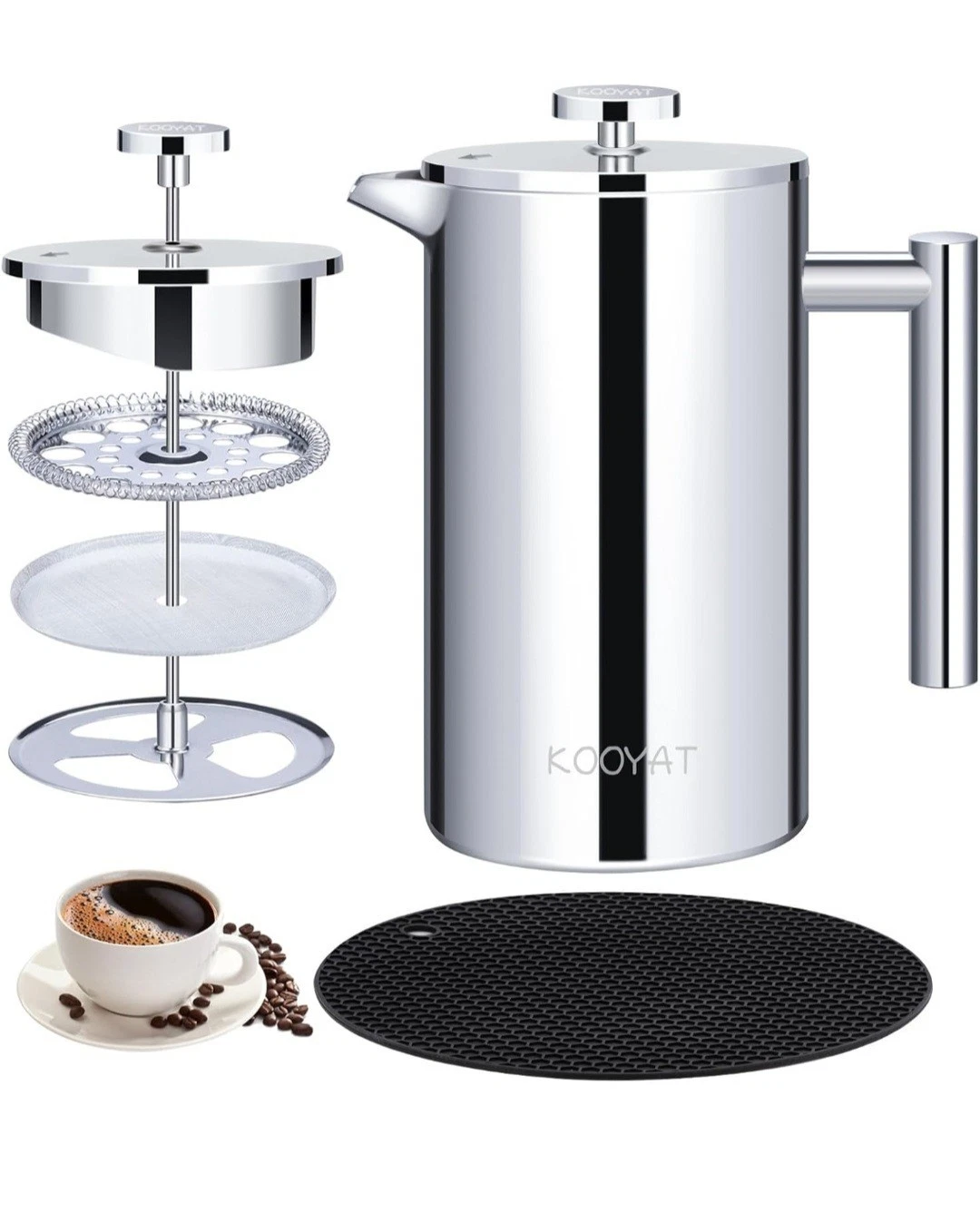 Cafetiere French Press Coffee Maker Double Walled Stainless Steel 1 Litre 1000ml
Opens in a new wind