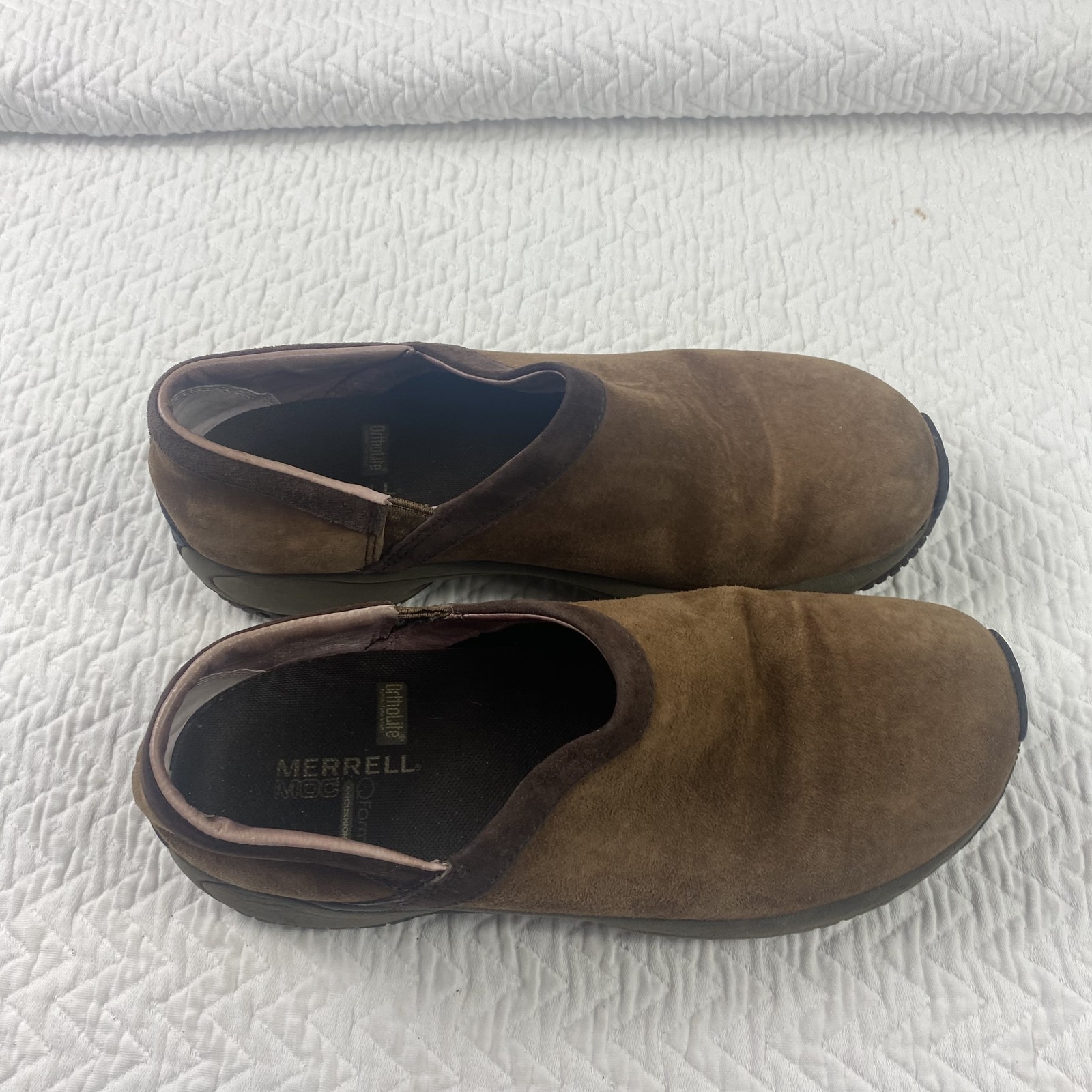 Scarpe Merrell Moc donna taglia 8 scamosciate slip on comode cuscino d'aria Ortholite