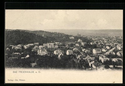 Postcard Bad Freienwalde a. O., town view from bird's eye view 