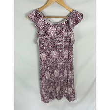 Ann Taylor LOFT Ruffle Detail Sleeveless Dress Purple White Size Small
