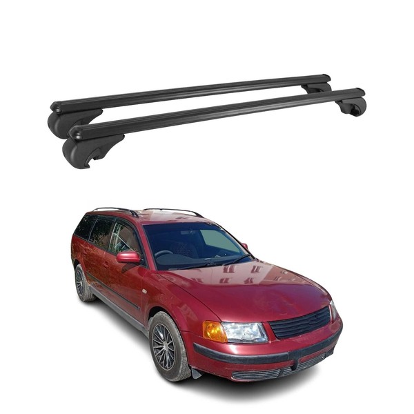 DachträGer FüR VW Passat Variant 1997-2005 GepäCkträGer GrundträGer Alu Schwarz-image