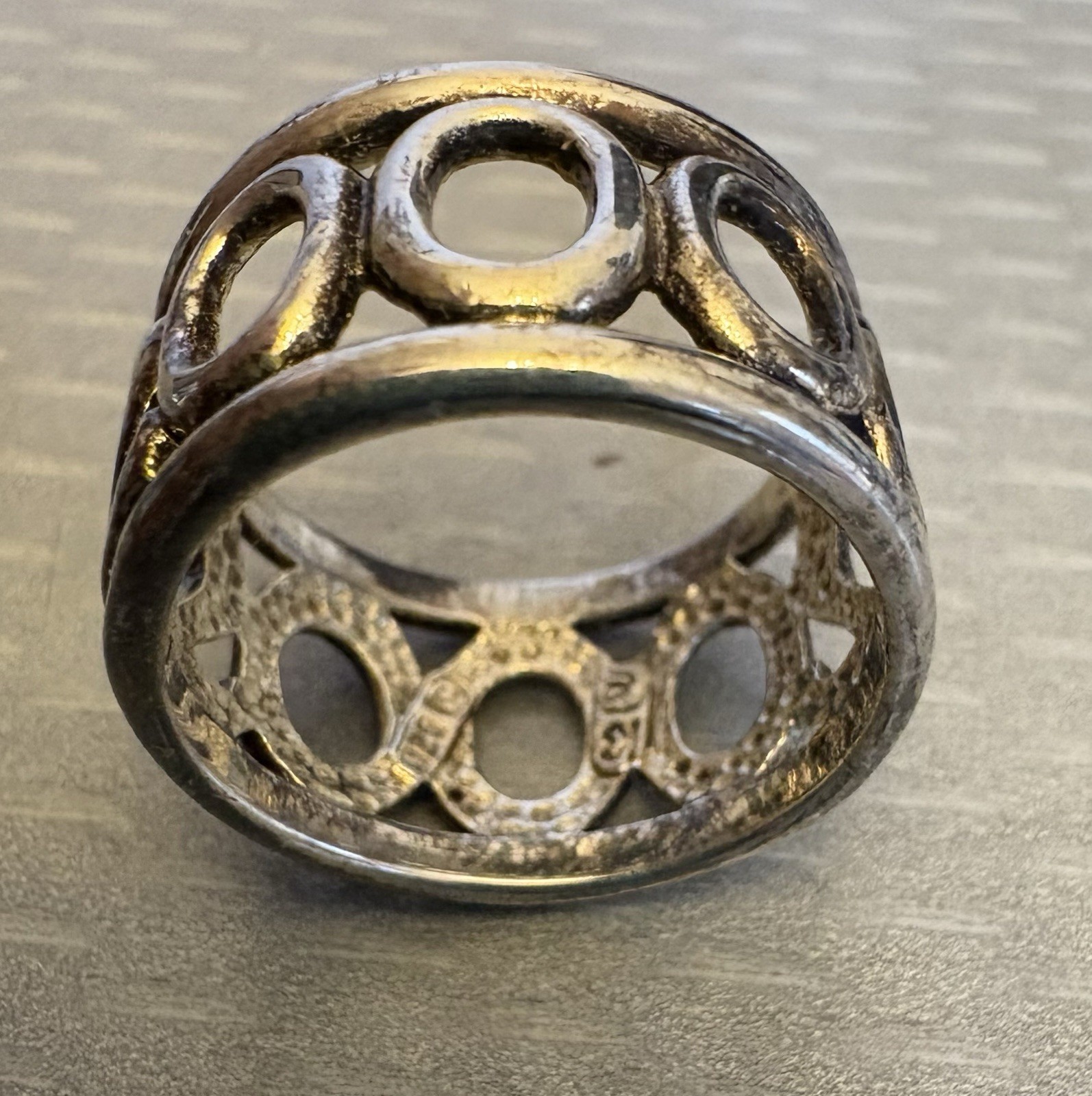 Sterling Silver Ring Openwork Cutout Heart Band 2… - image 6