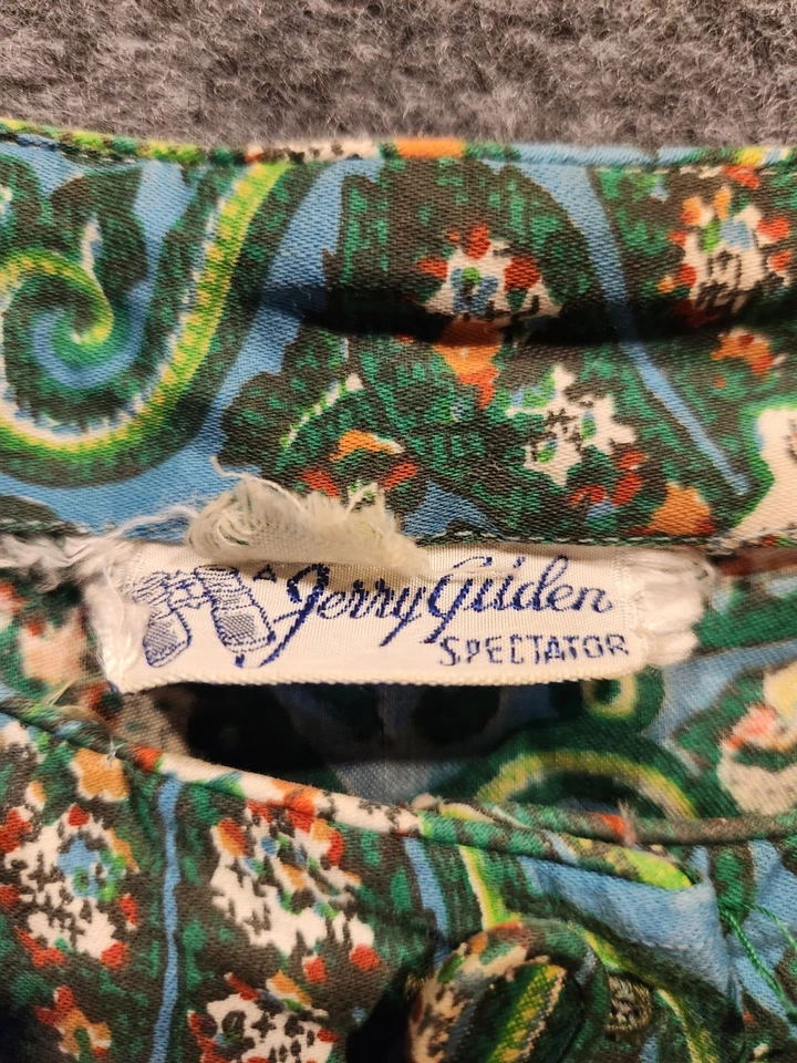 JERRY GILDEN Spectator Dress Women XS/S Small Green Blue Paisely 1950s Pin-Up - Image 4 of 4