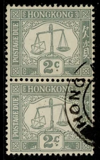 HONG KONG GVI SG D6a, 2c grey, FINE USED. Cat £24. PAIR