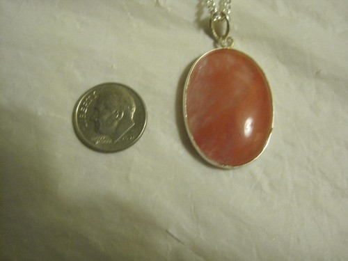 Volcano Cherry Quartz Pendant on 18" Silver Chain~LBDAA - Picture 3 of 3