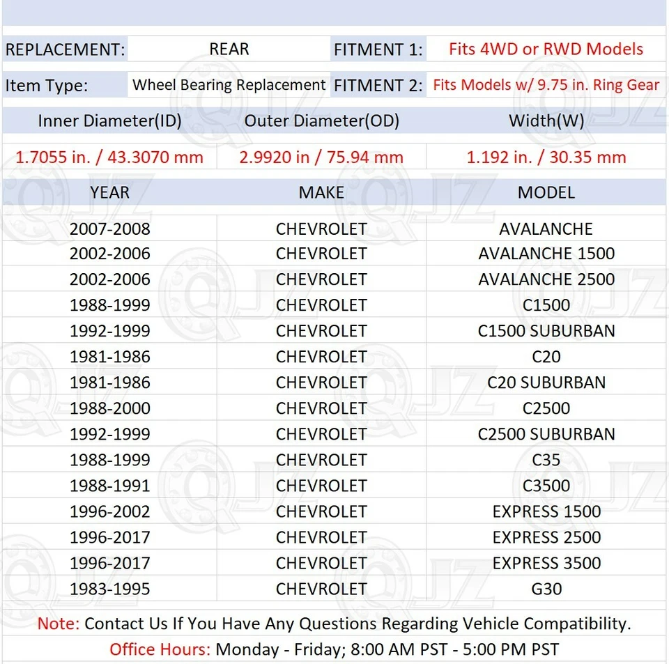[REAR(Qty.1)] New Hub Bearing For 1981-1986 Chevrolet C20 Suburban 4WD/RWD-Model - Image 2 of 4