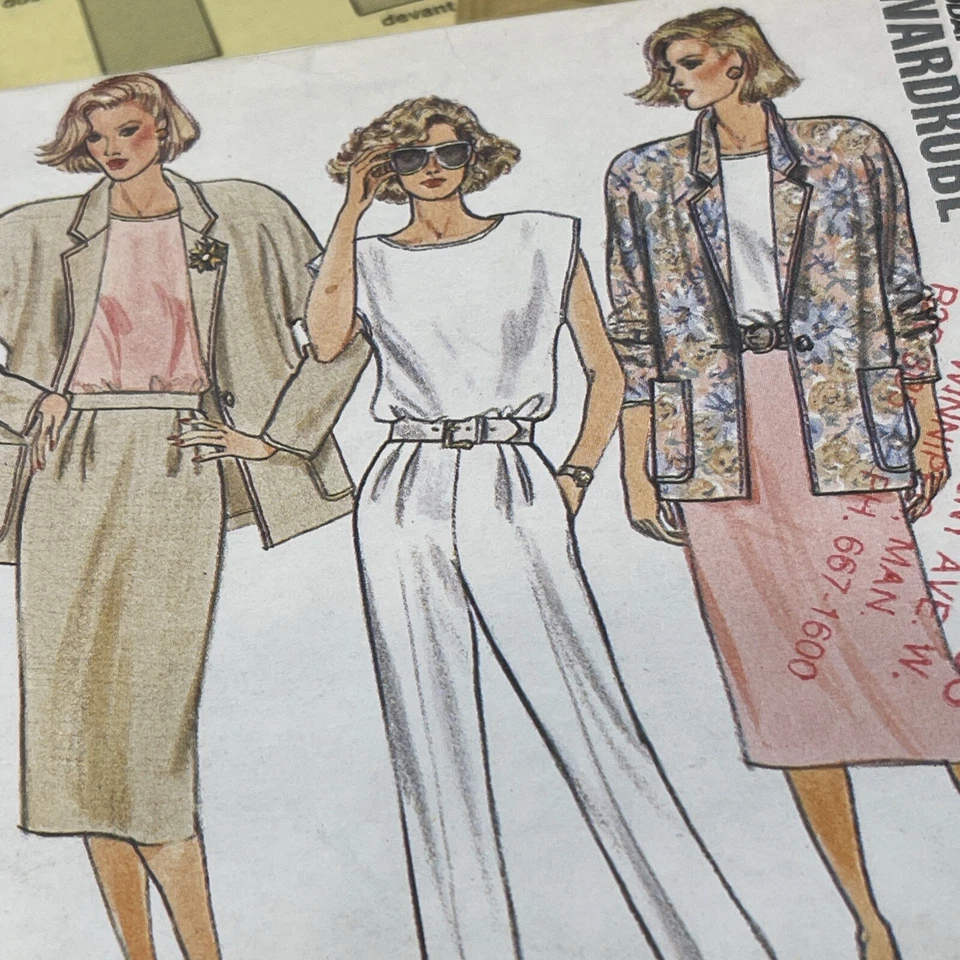 UNCUT Butterick 3633 Vintage 1986 Sz 8 10 12 Suit Jacket Skirt Pants Blouse - Image 2 of 4