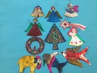 Lot of 11 Vintage Mexican Folk Art Punched Tin Hand Painted Christmas Ornaments — photo 1