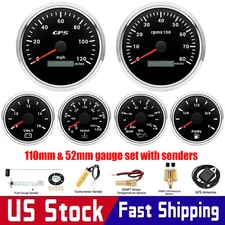 6 Gauge Set 110mm GPS Speedometer 120MPH Tacho 8000RPM Waterproof with Sensor US