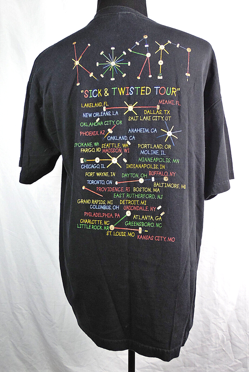 VTG KORN Concert 2000 Sick & Twisted Tour Black S/S Tinker Toys T