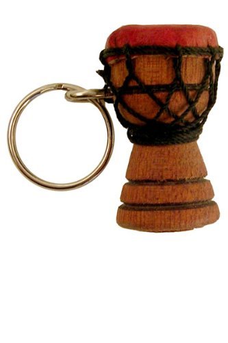 Djembe Drum Key Chain - Solid Carved Wood, Goat Skin, and Rope! - Picture 1 of 3