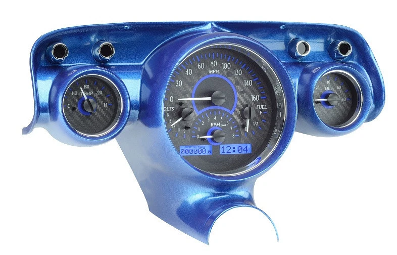 Dakota Digital 1957 Chevy Coche Sistema de Calibre Analógico Fibra de Carbono Azul VHX-57C-C Foto 2 de 4